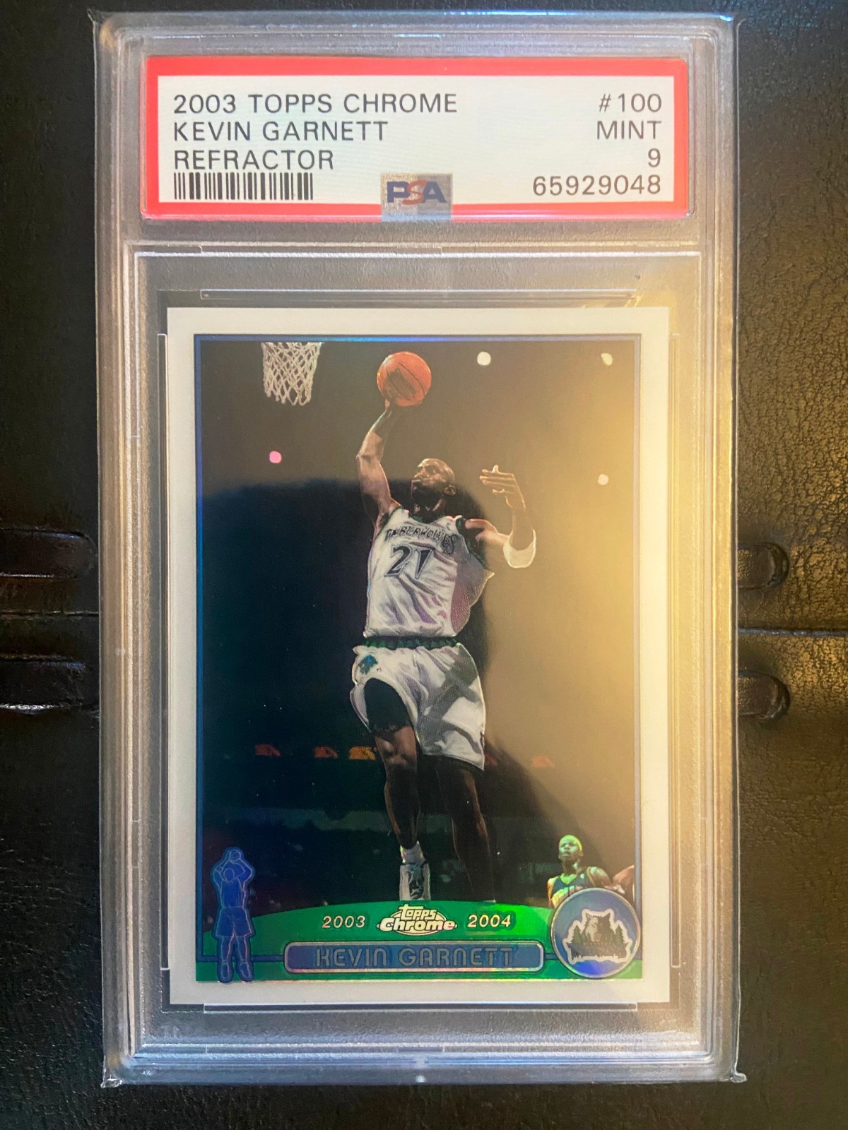 2003 Topps Chrome Refractor #100 Kevin Garnett PSA 9 Timberwolves HOF Low Pop