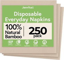 Everyday 100 Bamboo Compostable Napkins Disposable 250-Pack Table Napkins