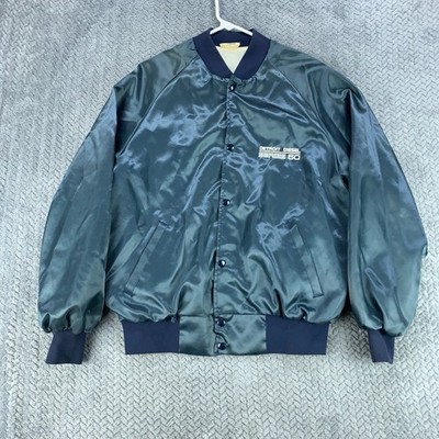 Vintage 80s Westark Satin Bomber Jacket Men s Size Large Blue Detroit Diesel