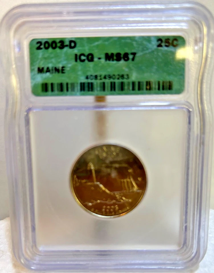 Set of 5 - 2003-D Washington Quarters MS67 ICG, Beautiful Bright White Coins - Image 2 of 4