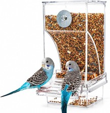 No Mess Automatic Bird Feeder Transparent Food Container Cage Acrylic Parrot Fee