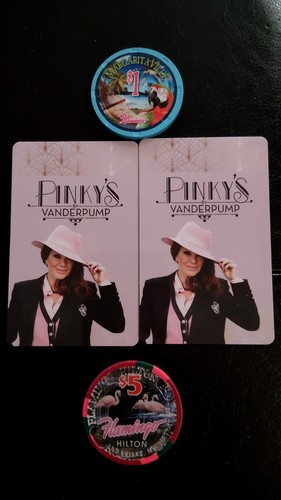 Flamingo Hilton Las Vegas Casino Margaritaville Chip $5 Chip 2 Pinky's Room Key