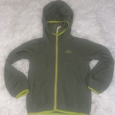 LL Bean Youth Size 4 Full Zip Hooded Nylon Windbreaker Jacket Green