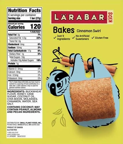 Barras remolino de canela horneadas para niños Larabar paquete de 6 bocadillos sin gluten Foto 2 de 4
