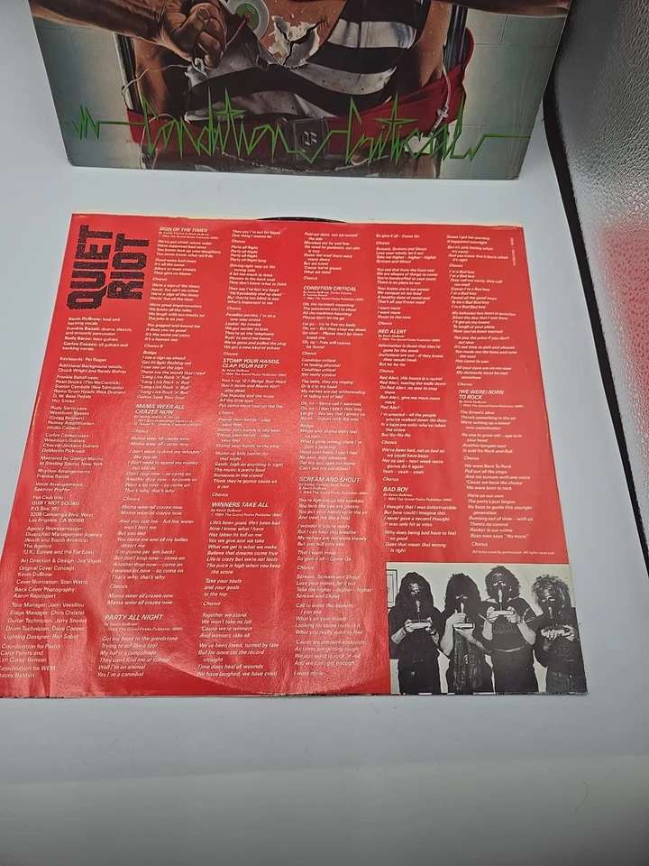 First Pressing Quiet Riot Condition Critical  1984 U.S. Vinyl Record Near Mint - Image 4 of 4