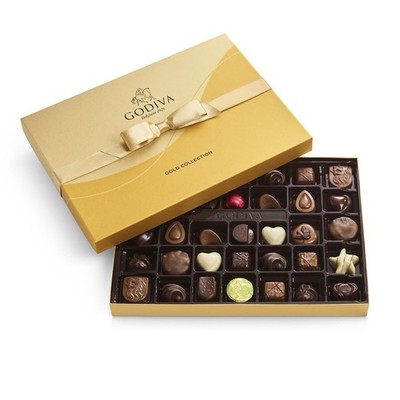 Godiva Chocolatier Dark Chocolate Assortment Gift Box with Gold Ribbon - 35 Piec