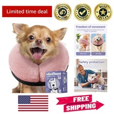 Pink Dog Recovery Cone Adjustable Inflatable Donut E-Collar for Puppies Cats
