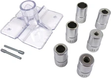 Drill Guide Dowel Kit Jig with 6 Bushings 3" Square, Clear, Silver/Gray 