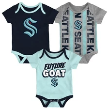 Infant Seattle Kraken Loyal Buddies Three-Pack Bodysuit Set
