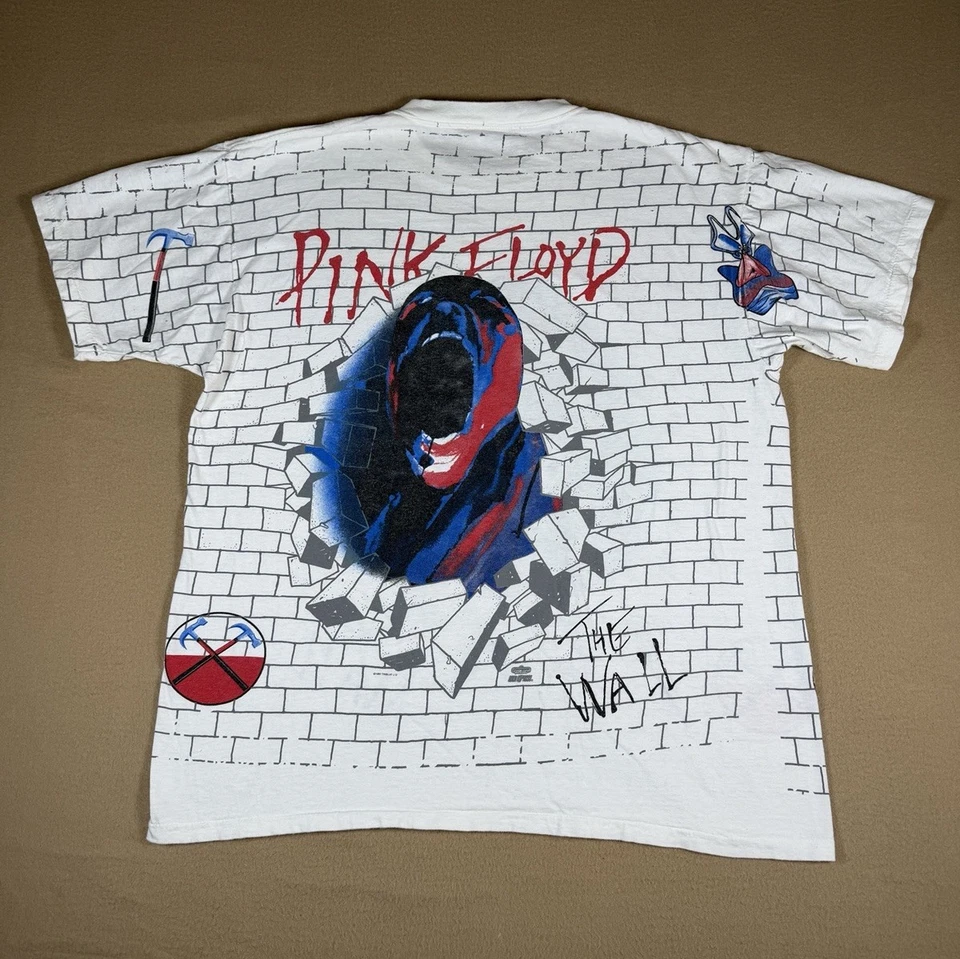 Camiseta Vintage Pink Floyd The Wall 1982 Estampado Completo Para Hombre XL EXTREMADAMENTE RARA Foto 2 de 4