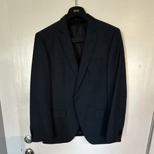 BOSS Men's Slim Fit Wool Navy 2 Piece Suit Size 40 Jacket Pants