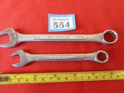 2 x S-K Werkzeuge.  7/16 Zoll x 9/16 Zoll AF Imperial Schraubenschlüssel. Made in USA Restposten #554