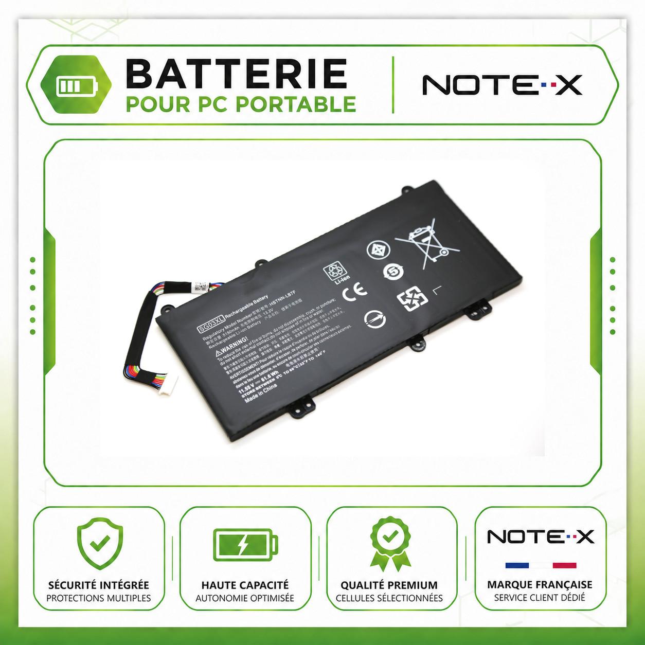 Batterie HP Envy 17-U Haute Capacité SG03XL - Cellules Li-Ion Longue Durée 5200mAh
