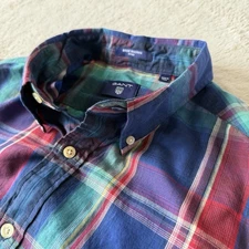 Gant Mens Birdie Indian Madras Fitted Plaid Shirt XL | Button Down, 100% Cotton