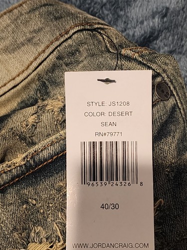 Jordan Craig Sean Slim Taper Jeans 40x32 Desert - Picture 3 of 6