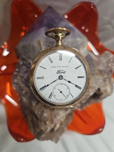 Antique Elgin National Watch Co. Pocket Watch Ford Logo On Face. "WORKING"