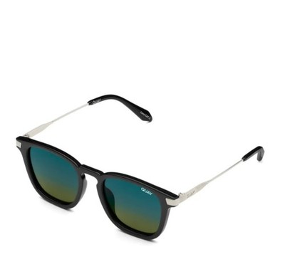 Quay Australia Jackpot Remixed Sunglasses Black Silver/Blue Green Polarized