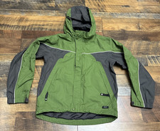 REI Peak 2.5 Rain Jacket Kids Medium 8/10 Green Long Sleeve Zip Hiking