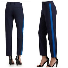 Vince Pants Women's Tuxedo Stripe Trousers Cotton Ankle Slim Sz 4 Stretch