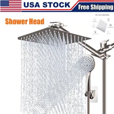 Chrome 8"Rain Shower Head with Handheld Spray Combo High Pressure Adjustable Arm