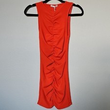 Zara Vibrant Orange NWT Ruched Front Sleeveless Mini Stretch Dress XS