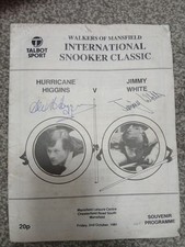 Alex HIGGINS & Jimmy WHITE. *RARE* SIGNED 1981. INTERNATION SNOOKER CLASSIC
