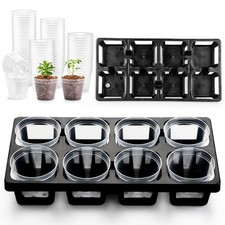 8 Cell Nursery Pot Trays 10 Pack 12"x6"x2" with 80 Pots 10 Trays, Black