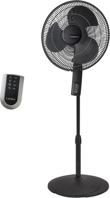 Oscillating Pedestal Fan, Thermostat, Adjustable Height, Remote Control, Timer, 
