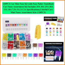 120PCS with Fuse Puller Tool,Blade Car Fuses Assortment Kit Includes 35A 30A ...