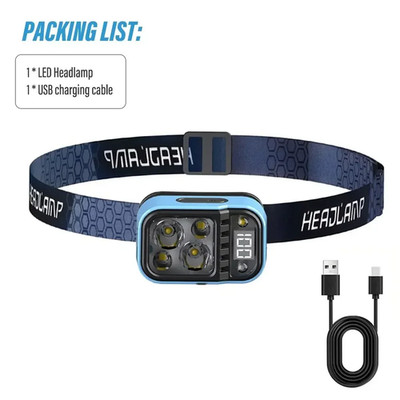 Rechargeable Fishing LED Headlamp with Sensors and Battery Indicator Super Brigh