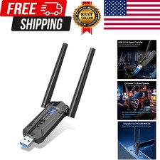 USB 3.0 WiFi 6E Adapter for Desktop PC, Tri-Band Axe 5400 Wireless Network Re...