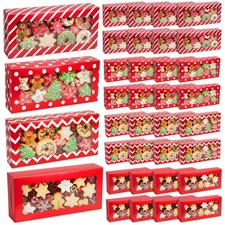 48 Pcs Christmas Cookie Boxes with Window Bulk 12.5" x 5.5" x 2.5" Inch Holid...