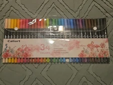 Art Brush Markers Pens for Adult Coloring Books, 34 Colors Numbered Dual Tip