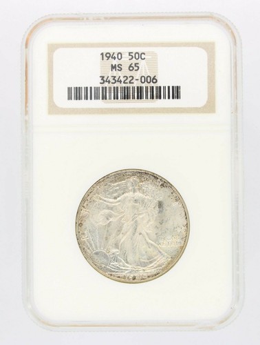 1940-P 50C WALKING LIBERTY HALF DOLLAR NGC MS 65 - SOME BEGINNING TONING ON BOTH - Picture 7 of 12