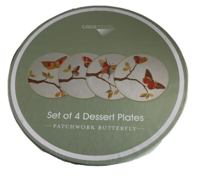 Casa Moda Dessert Plates Set of 4 Patchwork Butterfly