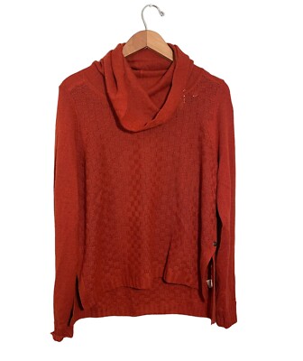 White Warren Cashmere Funnel Neck Sweater Large Rust Red Side