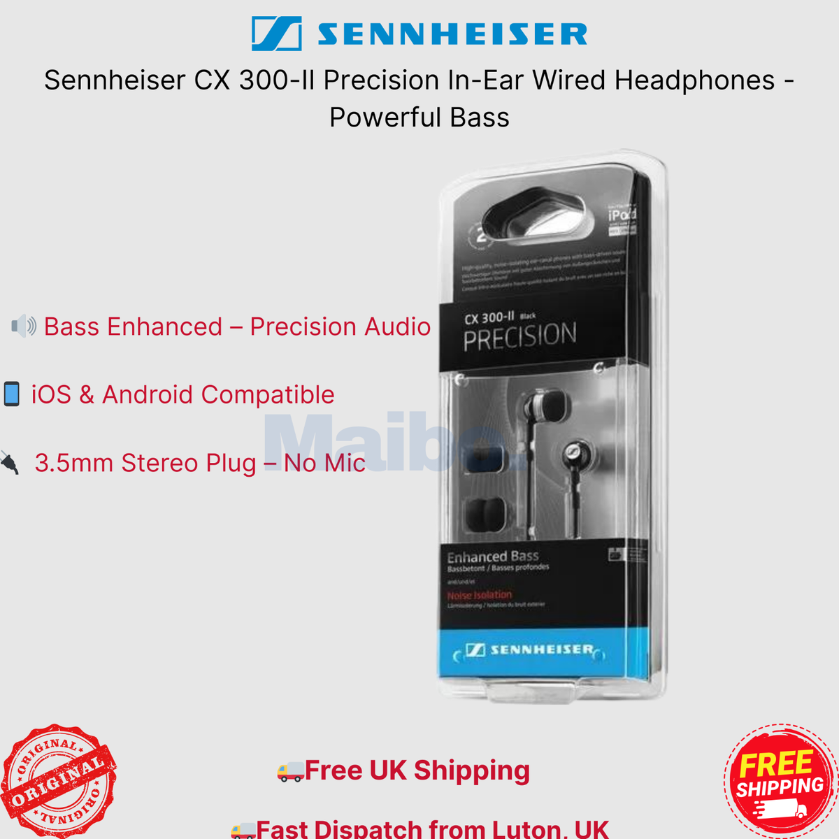 Sennheiser CX 300-II Precision In-Ear Wired Headphones Powerful Bass New