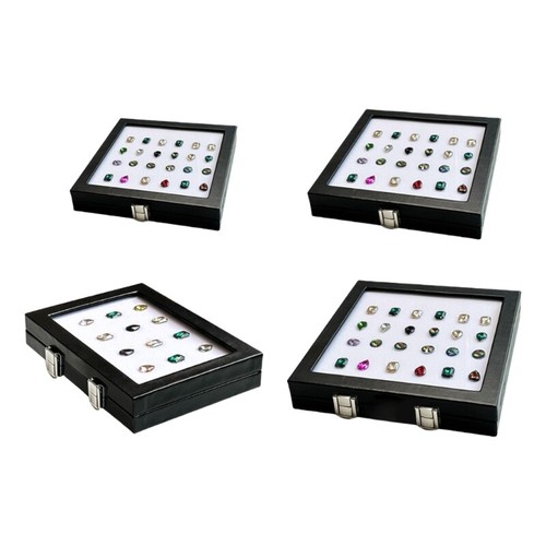 Portable Jewelry Display Case with Secure Clasp for Gem and Crystal Storage