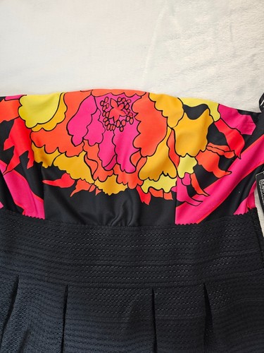 NY & Co Plus Strapless Black and Floral Print A-Line Mini Dress Size 2X - Picture 5 of 10