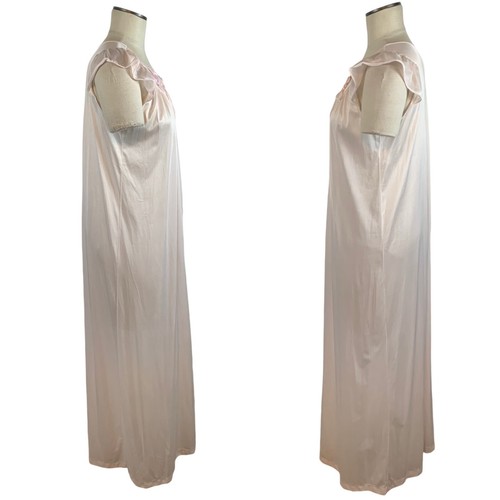 VTG Sears Pink Embroidered Floral Nylon Long Nightgown Lingerie Sleepwear Small - Picture 2 of 8