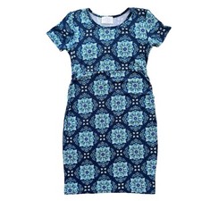 French Grey Women’s XS Blue Teal Geometric Brielle Maternity Short Sl Knit Dress