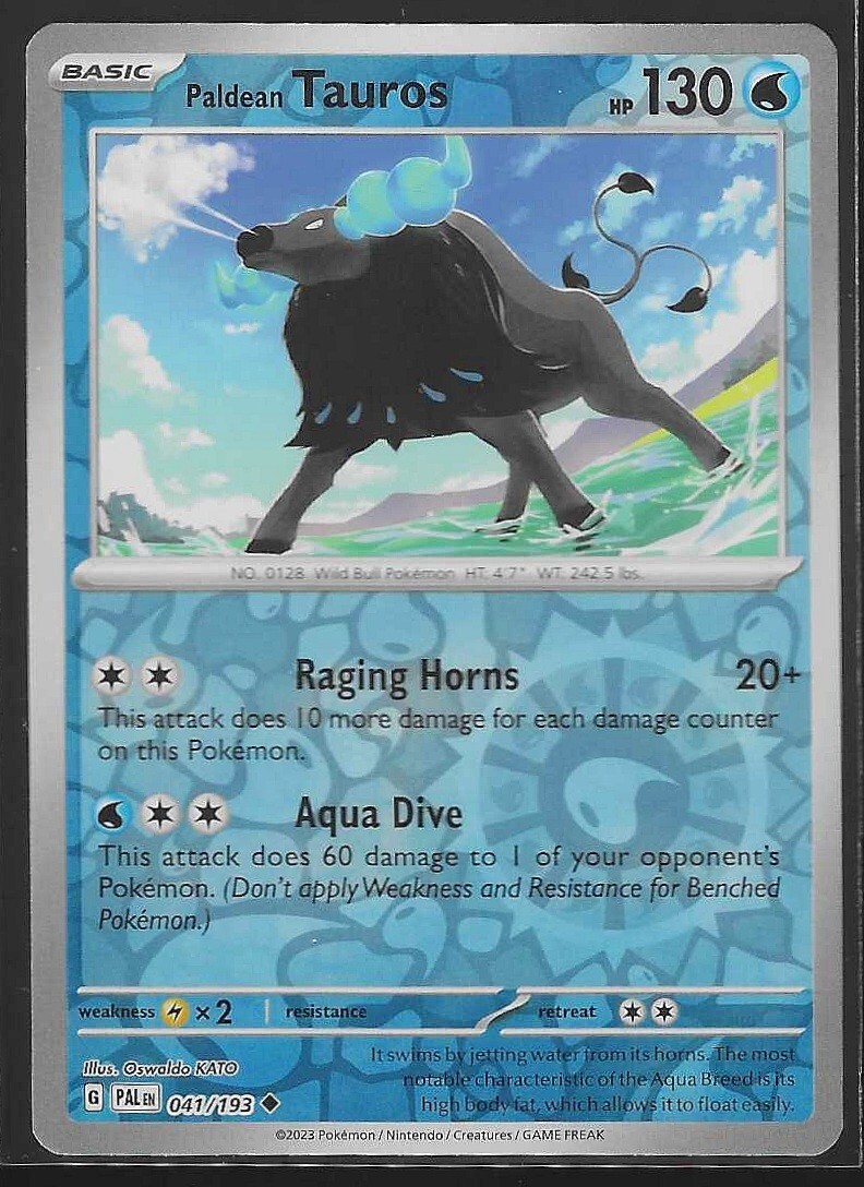 Paldean Tauros 2023 Pokemon SVE Paldea Evolved Reverse Holo C28 #41 Uncommon