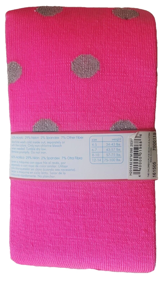 The Children’s Place Girls Fashion Tights 12-14 Pink Shock 75-100 LB 1 Pair NWT - Image 2 of 4