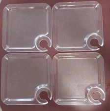 Clear Plastic Plates with Cup Holder/Easy Holder~8" Square~ 4 To A Set