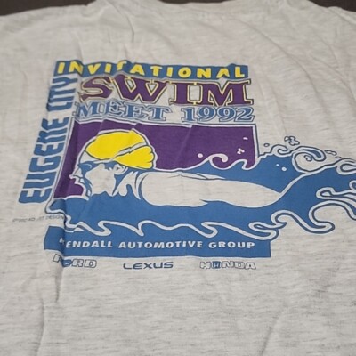 1992 Invitational Swim Meet Souvenir t-shirt Unisex large Grey Hanes Beefy-T