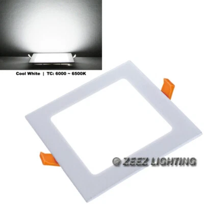 ZEEZ 6W 4-Inch Square Cool White LED Recessed Ceiling Panel Light Canless Can Fixture