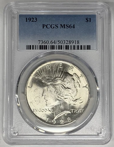 1923 Peace Silver Dollar Coin PCGS MS 64 (10) Q