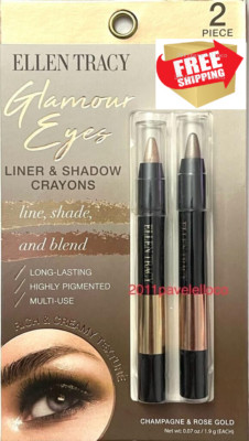 Ellen Tracy 2 Liner and Shadow Crayons  * Champagne & Rose Gold * Glamour Eyes *