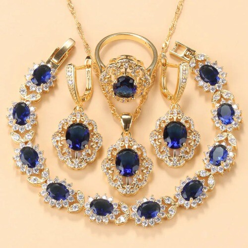 10-Colors Cubic Zirconia Women Accessories 18K Gold Plated Bracelet Jewelry Sets | eBay