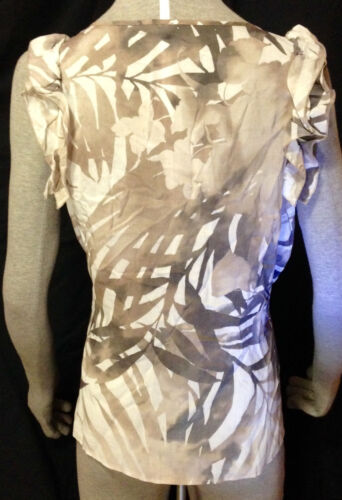 Stile Benetton Slip On Floral Beige Blouse SL sz S - Picture 2 of 10